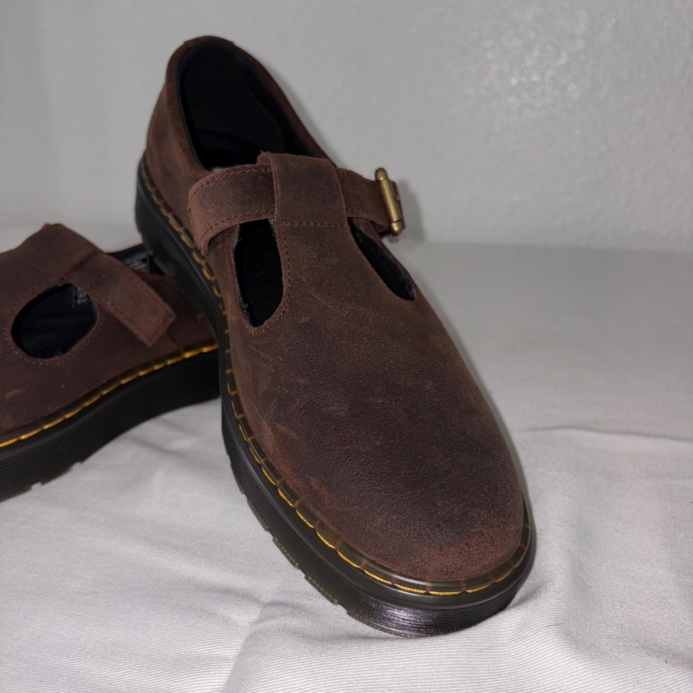 Dr. martens Zavala leather dark brown Zavala Mary Jane T bar shoes size 10 new - Picture 2 of 9